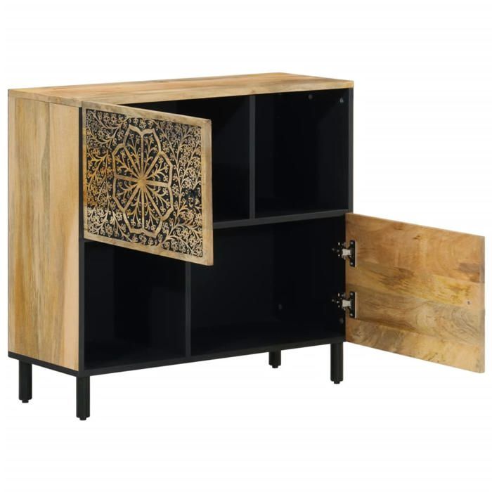 Brun Armoire latérale CHIC BUFFET RANGEMENT 80x33x75 cm bois massif de manguier N16606