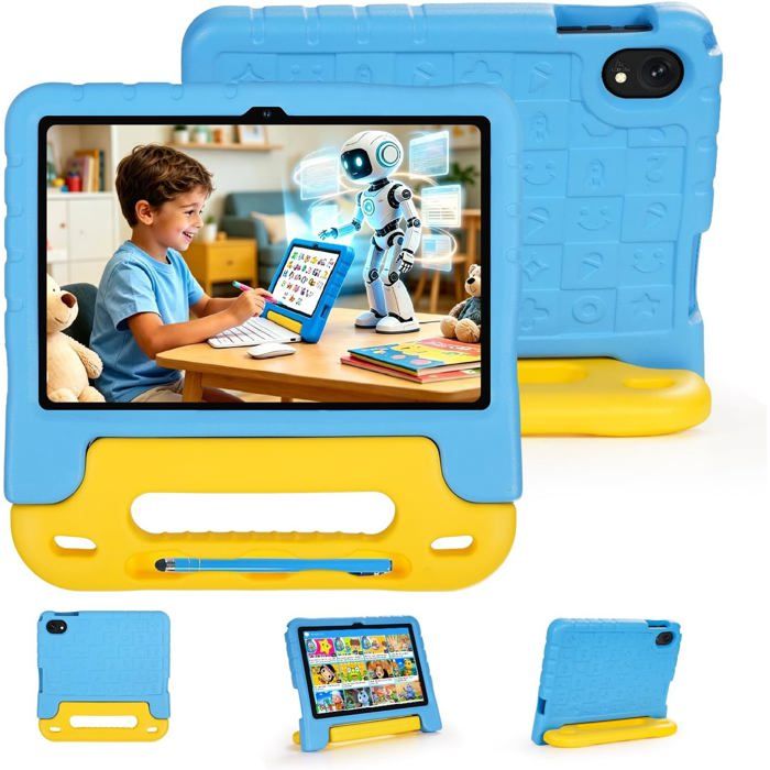 Tablette Enfant 10 Pouces Android 15 30Go Ram 128Go Rom(Extensible Jusqu’À 2To) Contrôle Parental Écran Ips Hd Certifiée Gms Wifi 6