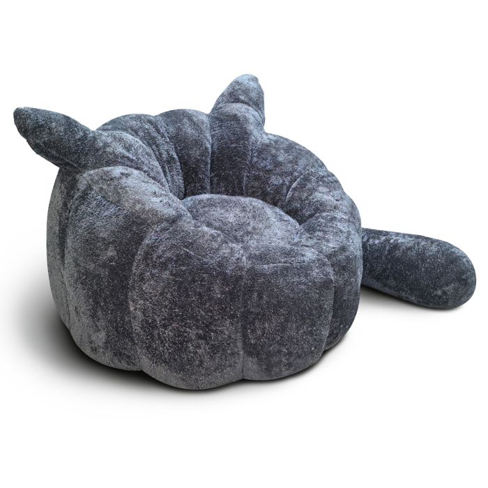 ELVORIN Fauteuil pouf renard gris 100 x 101 x 69 cm flanelle intérieur 1 place