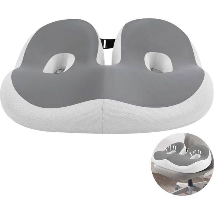 Coussins de Chaise en Mousse Mémoire Épais Coussin Anti-Dérapant pour Bureau Fauteuil Voiture et Longues Positions Assises