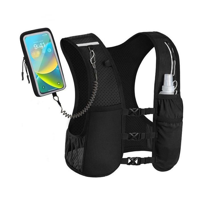 Gilet de course unisexe gilet léger sac à dos de course réfléchissant sac à dos ajustable pour gourde pour coureurs