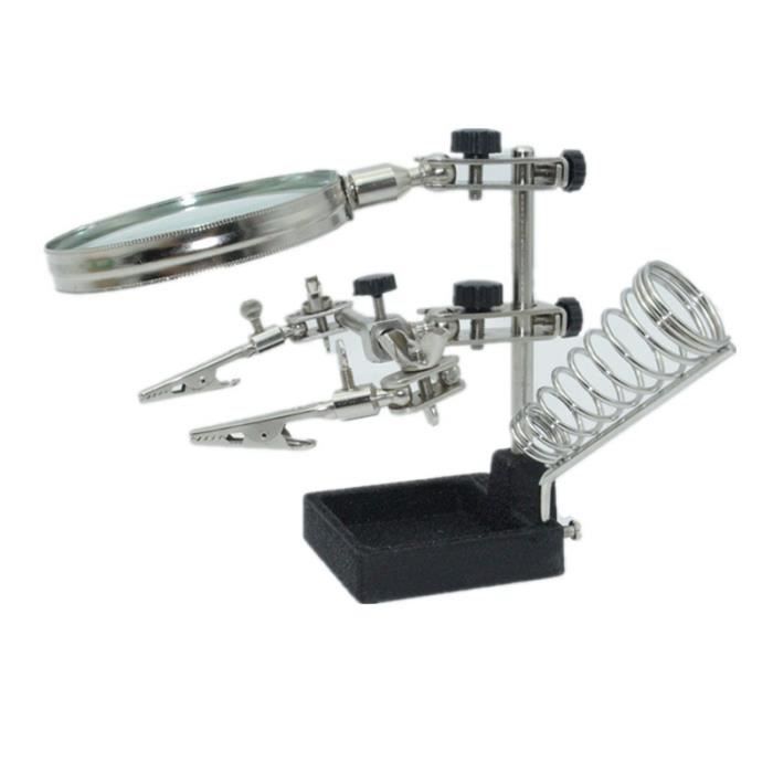 Support De Soudure Avec Loupe De Soudage 4X, Outil De Troisième Main, LED, Résistant à 360