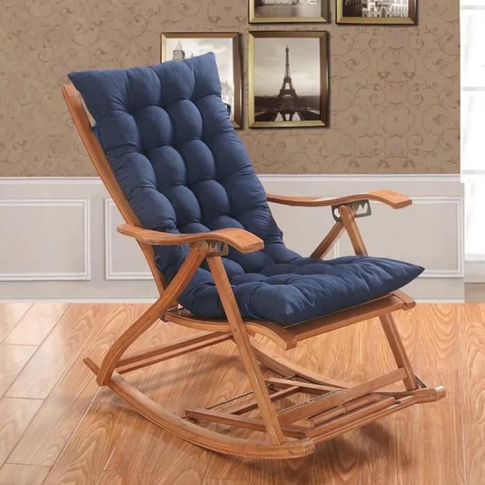 terrasse de jardin épais grand fauteuil à bascule coussin, fauteuil inclinable relaxer coussin de chais, 110 x 40cm, marine