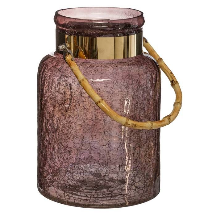 Vase cylindre verre craquelé H20cm - Gris - Maison
