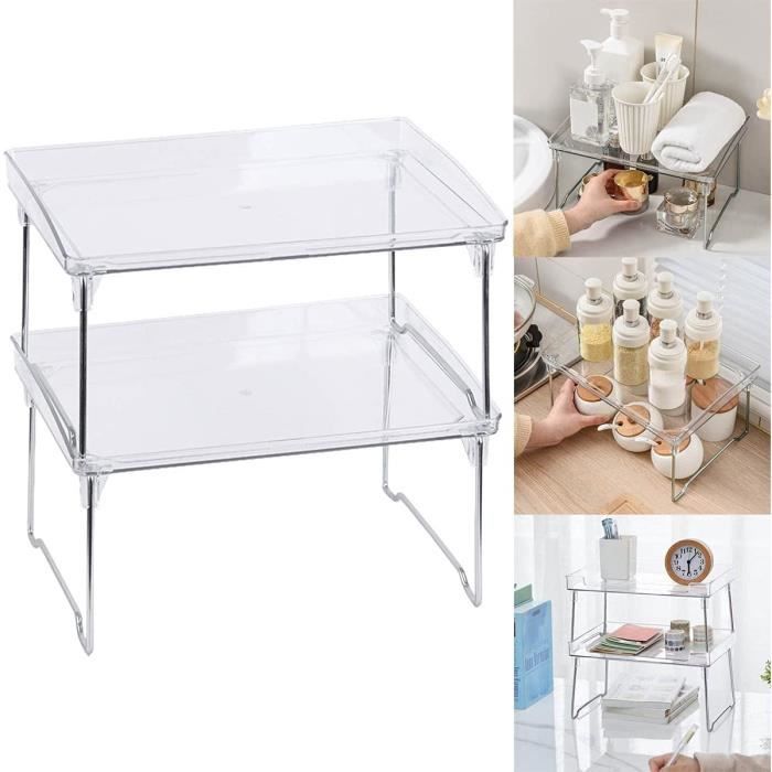 Réfrigérateur étagère Rangement Frigo Organisateur - En Plastique Multifonction Empilable Pour Plan Travail Cuisine Garde Manger Comptoirs 2 Tailles 2 Pcs 92080453