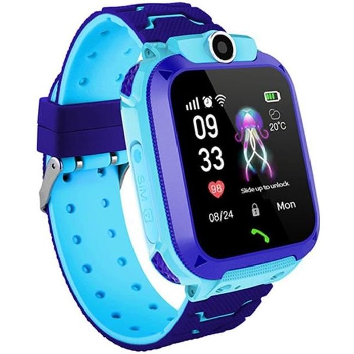 Montre Enfant GPS Suivi téléphone intelligent avec surveillance Emergent SOS (Bleu)