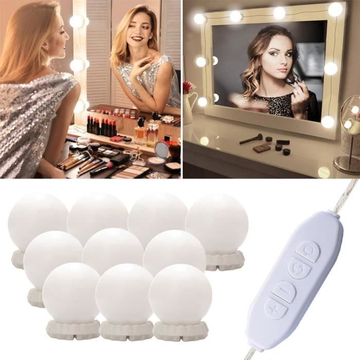 CASSILANDO Hollywood Miroir de courtoisie avec lumières, miroir de  maquillage avec 18 ampoules LED, 3 modes