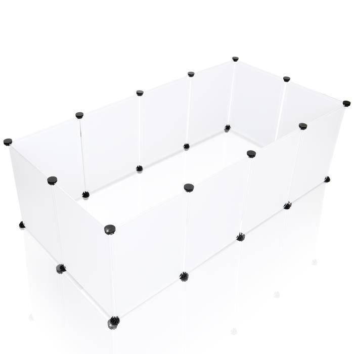 Enclos pour petits animaux - DIY - Blanc - 145 x 75 x 46 cm - Plastique PP - Pour lapins et rongeurs