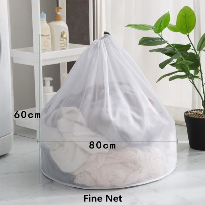 fine net - 60x80cm - Sac à linge en maille fine durable avec serrure, sac à  linge de grande taille, 4 mailles