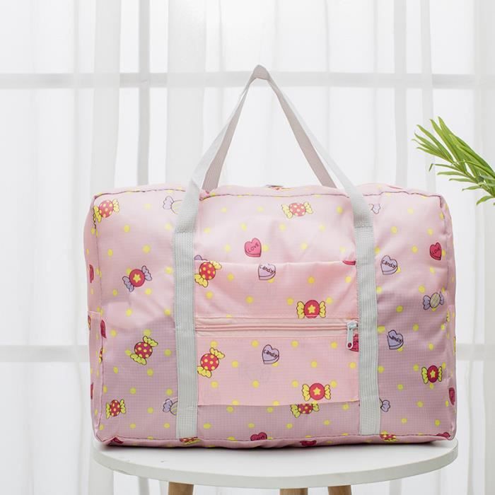 YANYUYNAY Sac De Voyage Sac De Sport En Nylon Sac à Main Pliable Avion Impermeable Organisateur Sac A Dos Weekend Light Pink