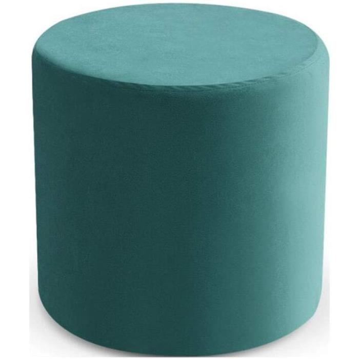 Pouf Repose-pieds Rond Lounge Pug – Velours Côtelé – Rembourrage Billes Polystyrène – Sécurité Enfant – Bleu Canard
