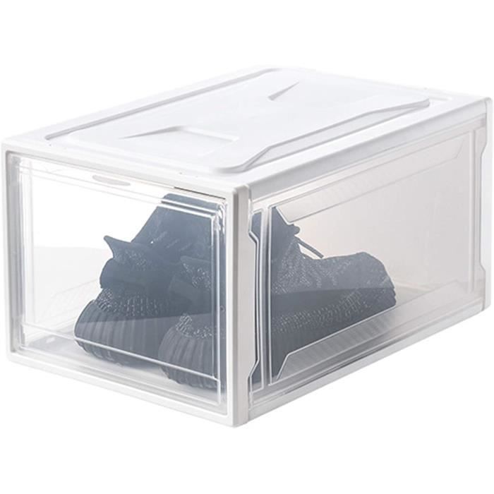 Boîte à Chaussures Transparente Empilable VBNZBK - Plastique Rigide Avec Couvercle, Pour Rangement Taille 46