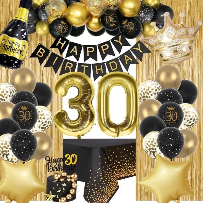 Décorations de fête d'anniversaire noir, ballon de 30 ans, bannière de  ceinture, décor de gâteau pour homme et femme, si heureux que je prenne 30,  2 - AliExpress