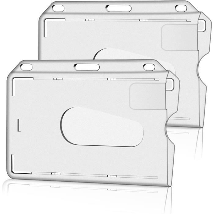 Porte-Badge Transparent Pour 2 Cartes - Plastique Rigide Polycarbonate | Horizontal 54x86mm