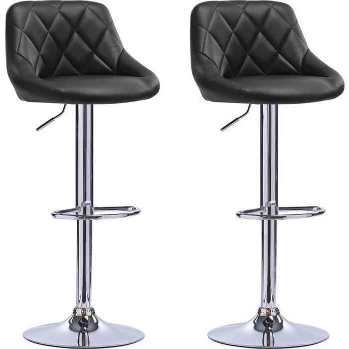 Lot de 2 Tabouret de Bar en Similicuir chaise de bar Hauteur réglable 60-80cm Noir Lot de 2 Tabouret de Bar en Similicuir chaise de bar Hauteur réglable 60-80cm Noir