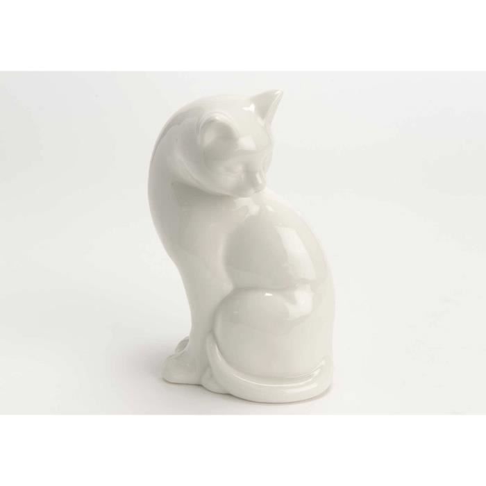 Statue De Chat Galba Modele Blanc En Ceramique Hauteur 19 Centimetres Pour Decoration Ou Collection Cdiscount Maison