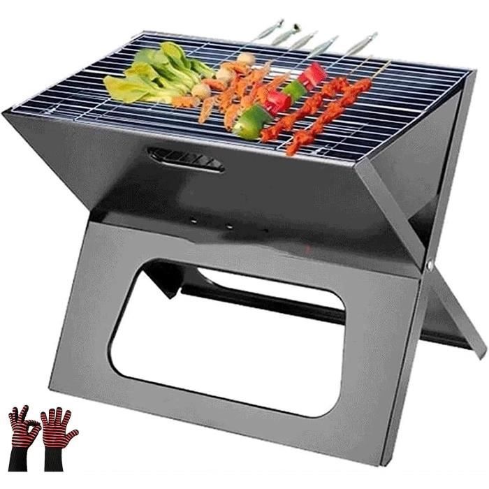 Relaxdays Barbecue Rond Portable 36 Cm Rouge - Avec Couvercle, Idéal Pique-Nique & Jardin