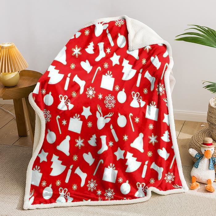 Couverture en flanelle Noël Dessin Animé 100x100cm Douce Et