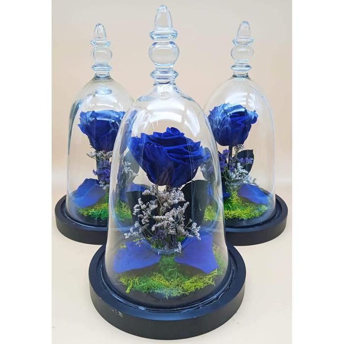 Rose éternelle Bleue Sous Dôme En Verre Avec Figurine Ange - Cadeau Romantique Pour Femme, Anniversaire, Fête Des Mères