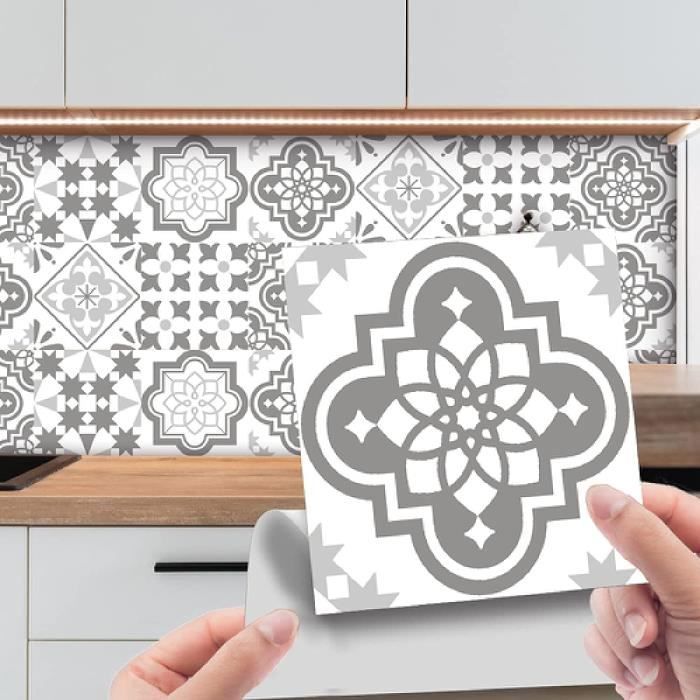 Stickers Cuisines Gris Blanc Rétro Autocollant Anti Huile Cuisine