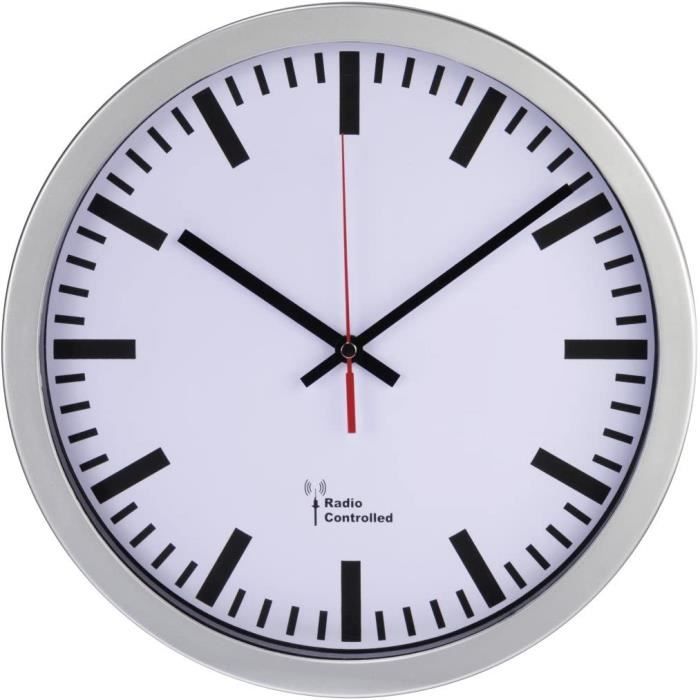 Geevon Horloge Murale DCF Silencieuse Radio-Pilotée 30,5 Cm Avec Température Et Date - Sans Tic-Tac