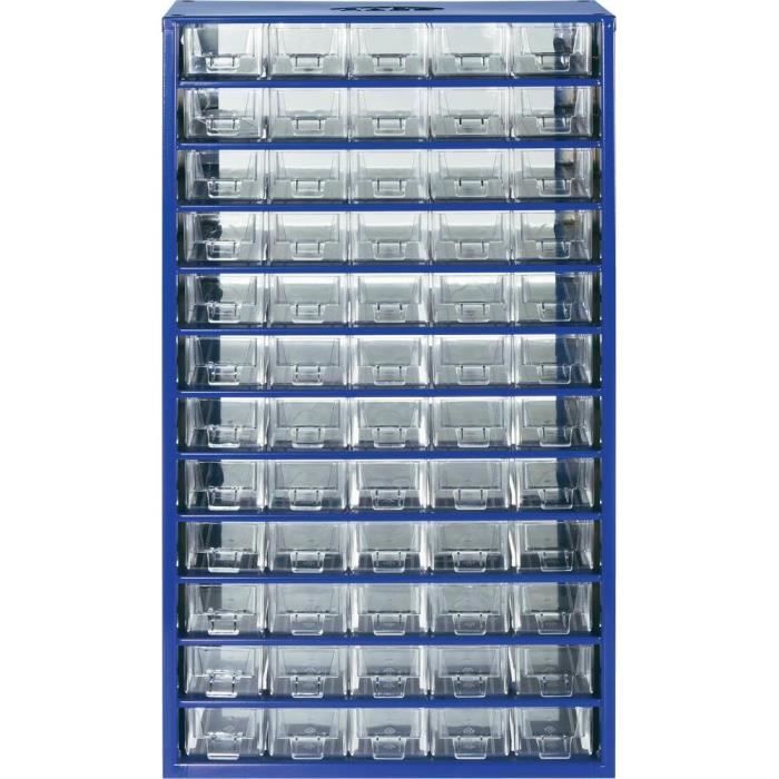 Armoire d'atelier - MARQUE - 60 tiroirs - Bleu - 305 x 550 x 145 mm