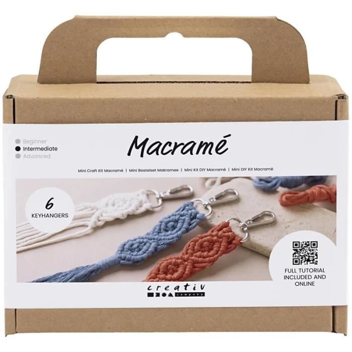 Mini Kit DIY Macramé - 20 - Porte-clés - Niveau Intermédiaire - Couleur Bleu