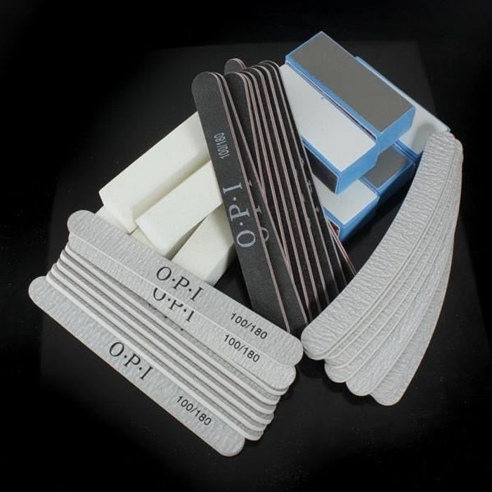 Lot 40 Manucure Kit 30 Lime à Gel Ongle +10 Bloc Polissoir Ponçage