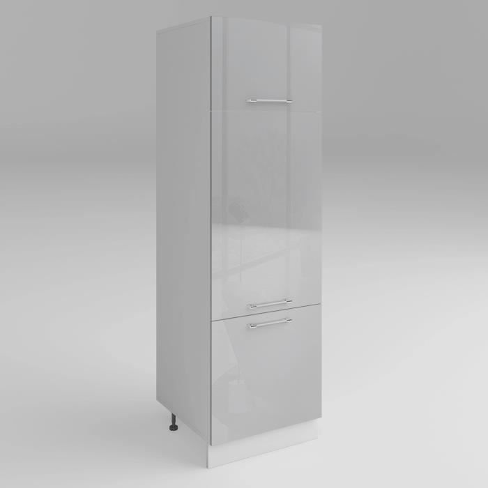 Meuble de cuisine colonne four et rangement blanc laqué L 60 x H 200 cm -  Cdiscount Maison