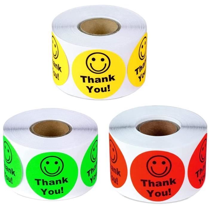 X 10 étiquettes autocollantes rondes stickers papier  merci