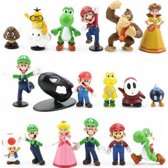 18 Pcs Set Kawaii Super Mario Bros Pvc Figurines Jouets Yoshi Pecheur Princesse Luigi Gars Timide Odyssey Donkey Kong Modele Poupe Cdiscount Maison