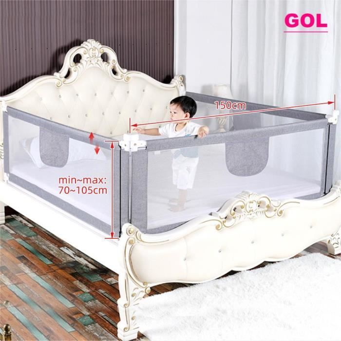Barrière De Lit Bébé Respirante 120x28 Cm - Anti-Collision, Rembourrage 2,5 Cm - Sécurité Enfant - Lavable