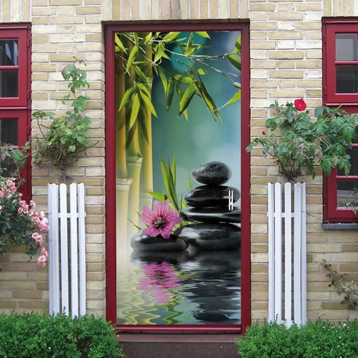 Sticker Porte 3D 73x205 Cm - Lignes Dorées Autocollant Porte Auto