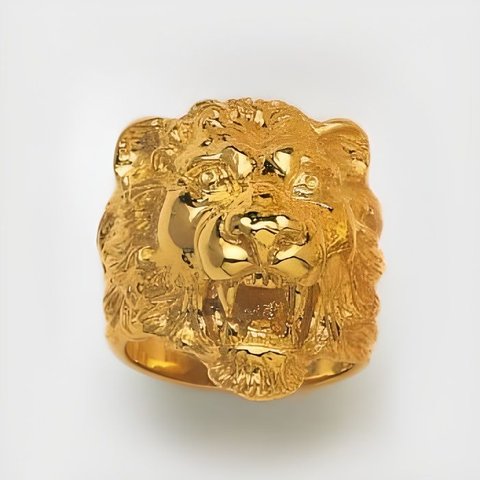 chevalière lion or 18 carats