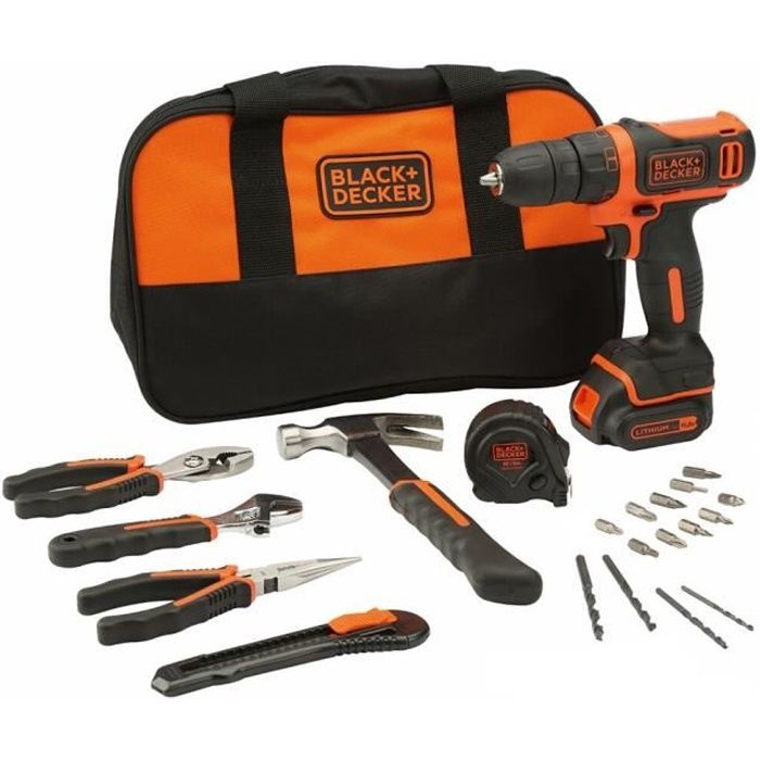 Black & Decker BDCDD12HTSA Perceuse-visseuse sans fil 10.8V Sac et