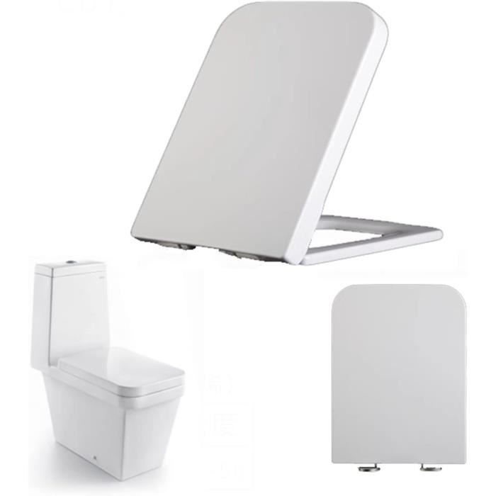 Abattant WC Carré Soft Close - Frein De Chute | Blanc | 35,5x45cm | Installation Facile Et Nettoyage Rapide
