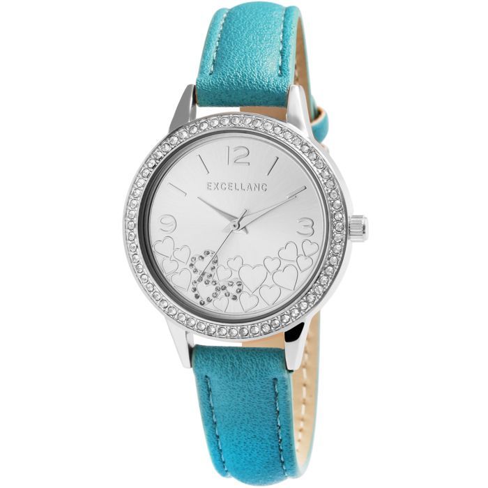 Montre Femme - EXCELLANC - Excellanc - Boîtier 34 mm - Bracelet simili cuir bleu - Mouvement Quartz Japan PC21