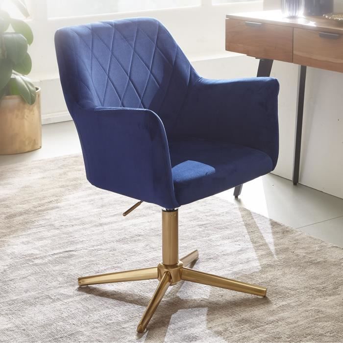 Chaise De Bureau Velours Fauteuil Pivotant Chaise Coquille Bleu - FINEBUY - 97 cm - 120 kg Chaise De Bureau Velours Fauteuil Pivotant Chaise Coquille Bleu - FINEBUY - 97 cm - 120 kg