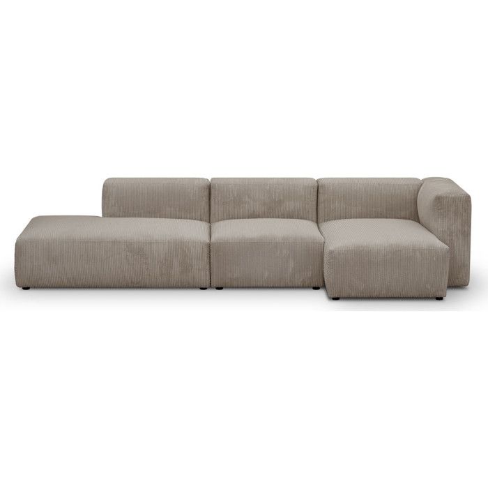 Canapé dangle à droite avec méridienne 5 places en velours côtelé taupe - Modulo