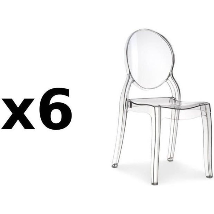 lot de 6 chaises médaillon impã‰ratrice style louis xvi en polycarbonate transparent transparent  inside75