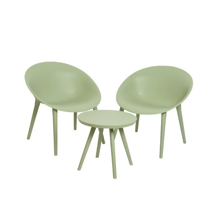 salon de jardin - jardideco - marbella - 2 fauteuils - polypropylène - vert clair