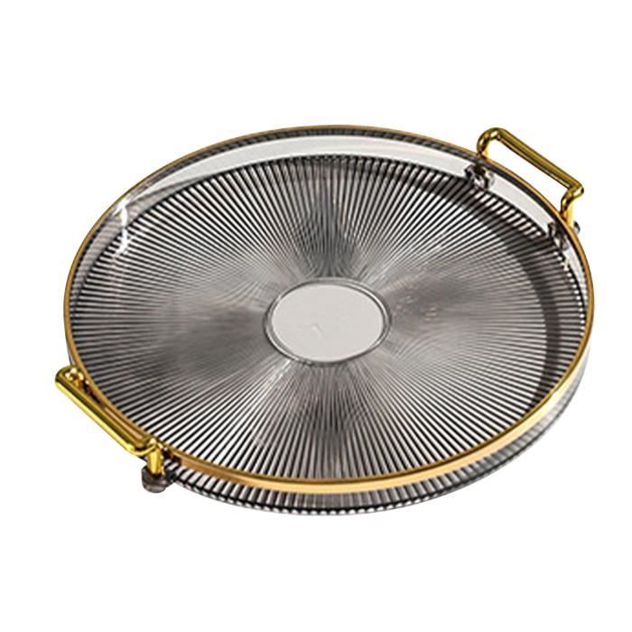 Plateau De Service Rond Argenté MagiDeal - Double Poignées, Acier Inoxydable, Diamètre 33.5 Cm, Pour Fêtes Et Maison