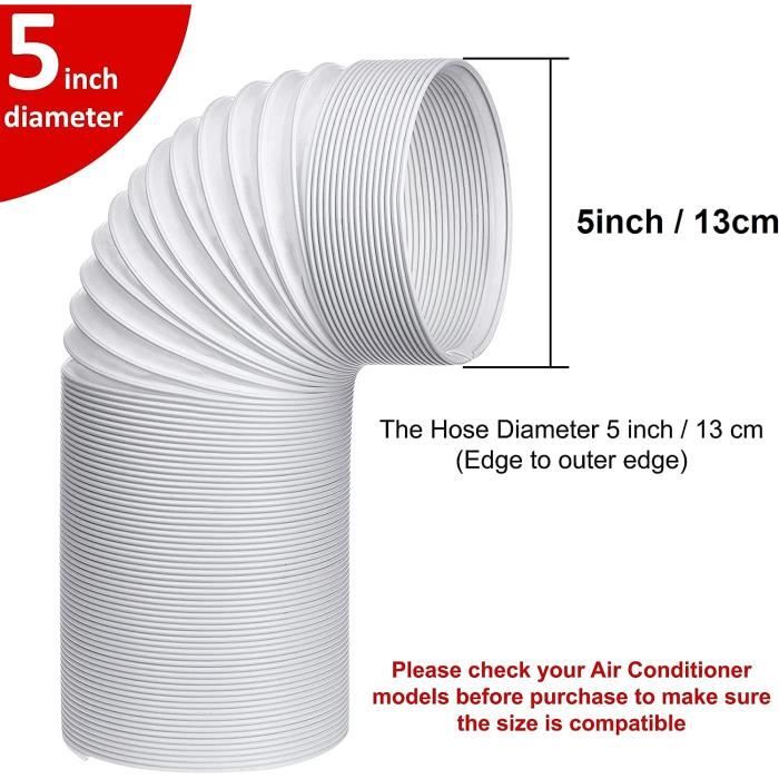Tuyau D'Échappement De Climatiseur Portable, Tuyau Climatiseur Mobile De 130mm De Diamètre Avec Filetage Anti-Horaire, Longueur De 1,5m, Adapté Au Climatiseur/Déshumidificateur/Cuisine