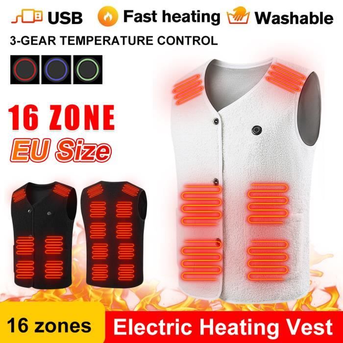Gilet Chauffant 3 Températures Réglables - Chauffage Rapide Fibre Carbone, Pour Outdoor