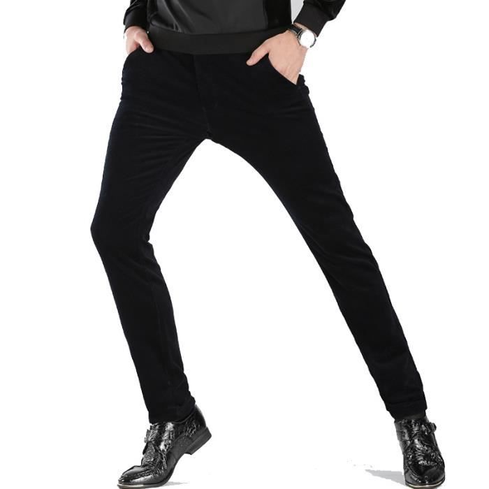 Pantalon velours sales cotelé noir homme