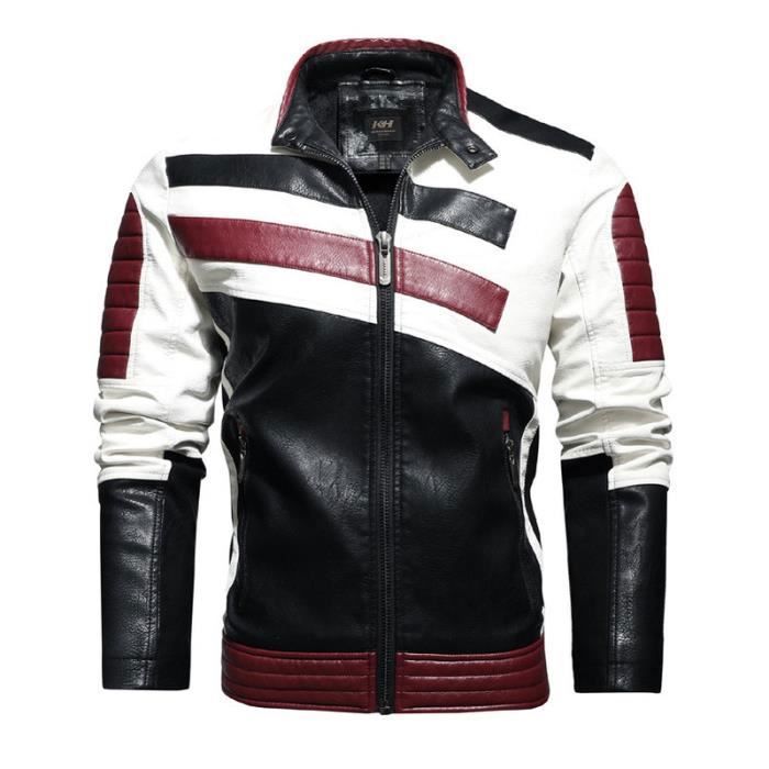 Blouson En Cuir Homme Style Moto - Veste Aviateur Classique - Coupe Ajustée, Doublure Chaude - Pour Quotidien Et Sorties