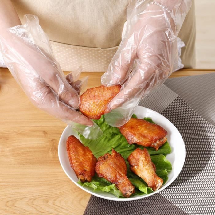 200pcs - box Gants jetables transparents de qualité alimentaire  épaississent les gants de protection en plastique sanitaire-REN