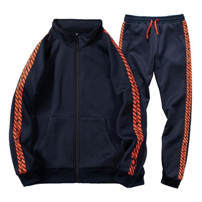 Ensemble Survêtement Homme Hiver 2 Pièces - Veste à Zip Avec Capuche Et Pantalon Jogging, Chaud Et Confortable