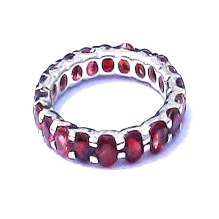 Bague Grenat Naturel Argent Massif - 15.5x11.5mm, 7 Carats, Taille Réglable 52-59