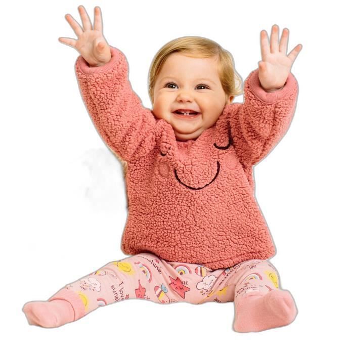 Ensemble Bébé Fille Hiver Polaire 6-36 Mois - Pantalon Et Sweat à Capuche Chaud, Doux, Confortable, 9 Couleurs, Idéal Loisirs - 7